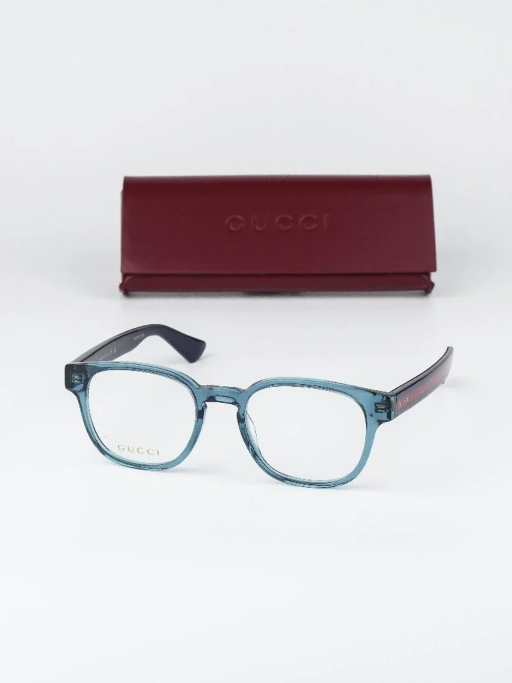 Gucci Women Eyeglasses Transparent Blue Square GG0927O 006 NEW AUTHENTIC